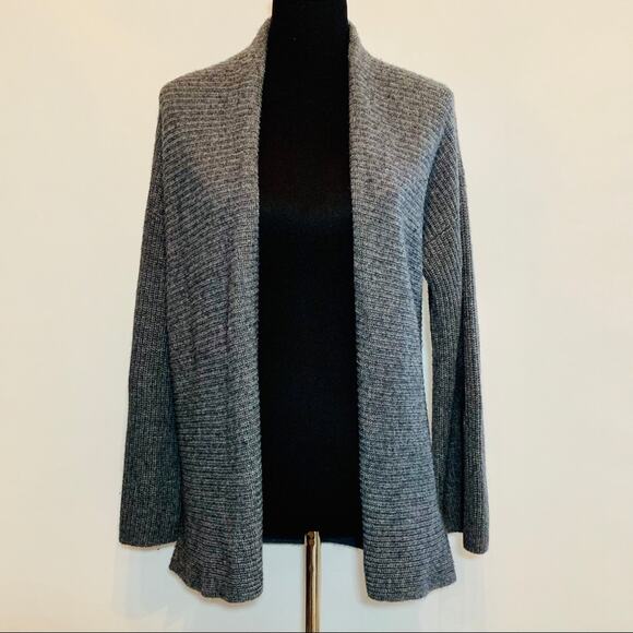 Joie gray ribbed knit cashmere wool open front cardigan size Extra Small XS - Picture 2 of 11